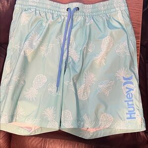 Hurley Aqua Pineapple Print Swim Shorts with Drawstring